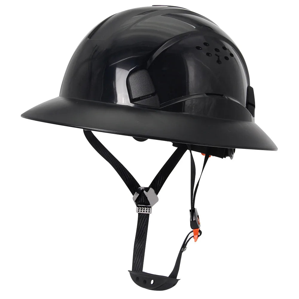 CE Full Brim Hard Hat - Sun Protection And Impact Safety Black