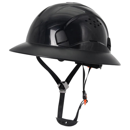 CE Full Brim Hard Hat - Sun Protection And Impact Safety Black
