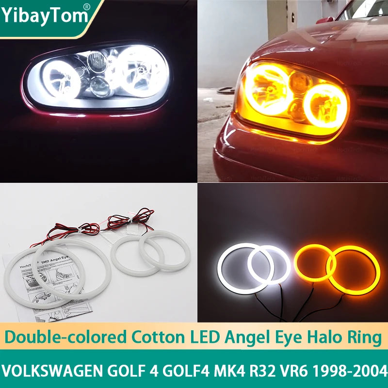 SMD Switchback LED Ingli Silma Halo Rõngad Volkswagen Golf Mk4 R32 jaoks