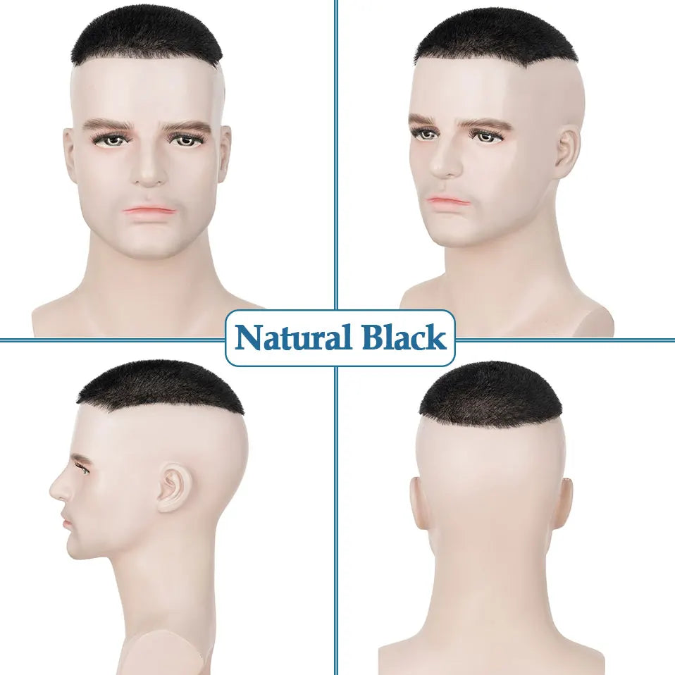 Rich Choices Thin Skin PU Human Hair Toupee for Men - Short Buzz Cut