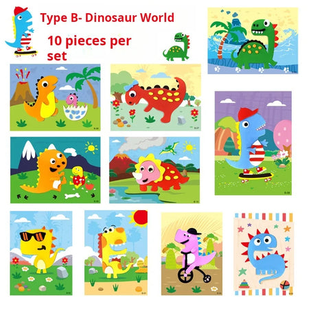 3D EVA Foam Sticker Art Craft Kit for Kids - 10 Pcs Dinosaur