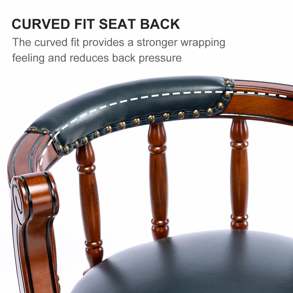 Københavnerlæder Træ Barstol 360 Drejelig Med Ryg