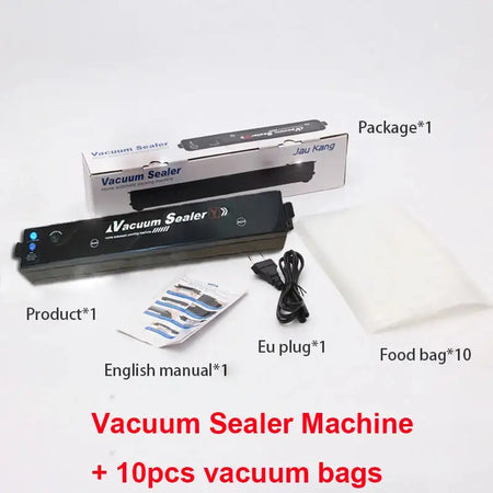 EU Plug Vacuum Sealer Machine With 10 Free Saver Bags 10bags and product / EU / CN