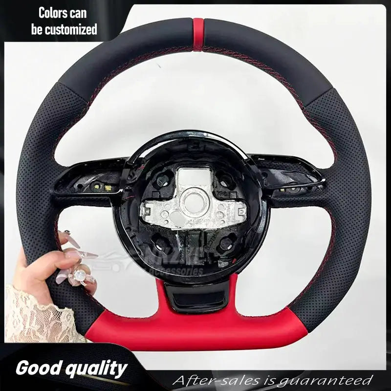 For Audi customized red handmade all leather sports steering wheel 2012-2016 S3 S4 S5 3 Rs4 Rs5 Rs6 Rs7 upgraded and modified by InterCyprus Trading Ltd