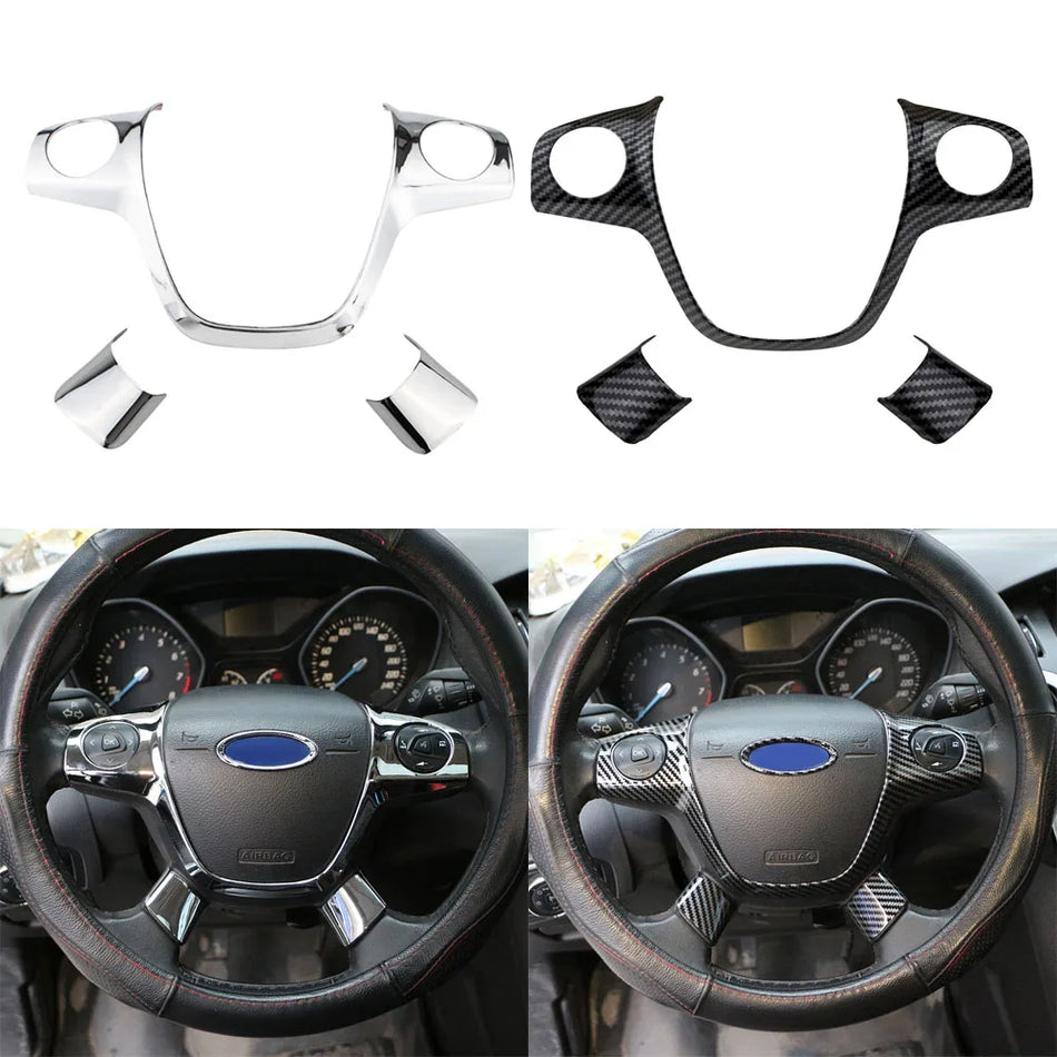 Copertura del rivestimento del volante in ABS cromo per Ford Focus MK3 2012-2014 e Kuga 2013-2015
