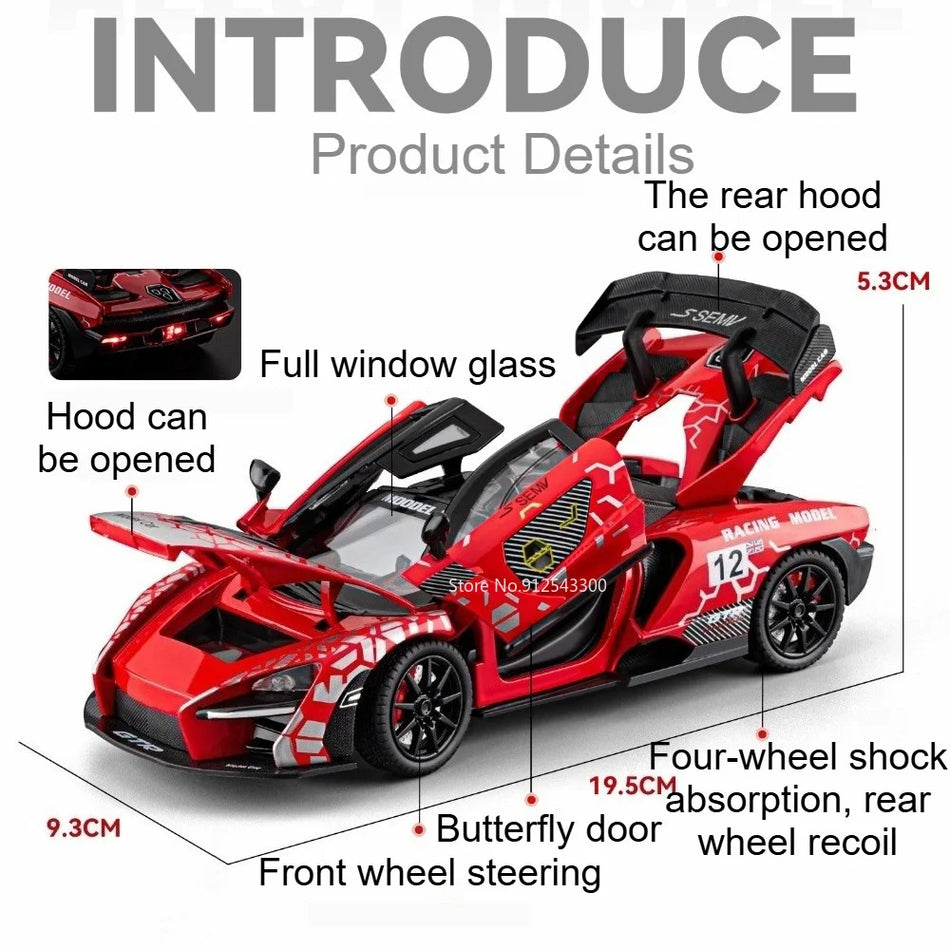 Diecast 1:24 Senna P1 Model Car With Doors Open And Pull-Back Action