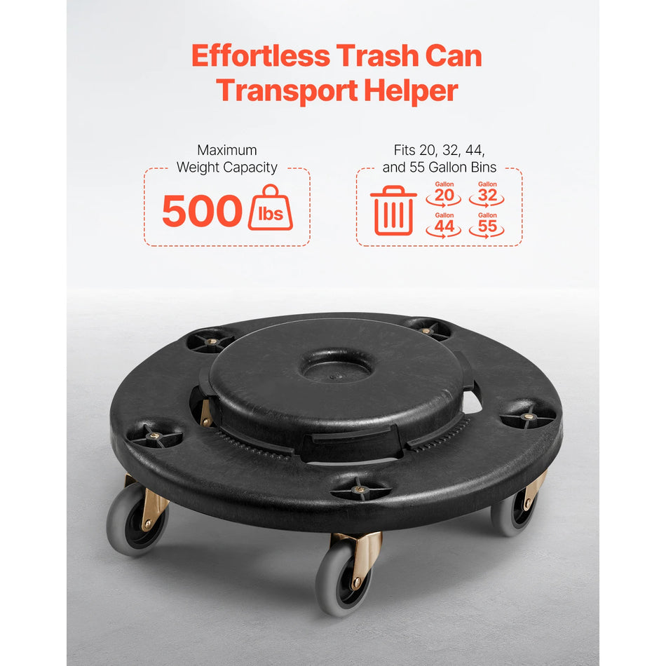 XDW-007-C Trash Can Dolly &ndash; Heavy-Duty 4-Wheel Rolling Base