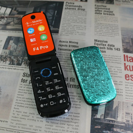 Cute Small Flip Clamshell Elderly Phone - Large Push Button Light Blue / Standard