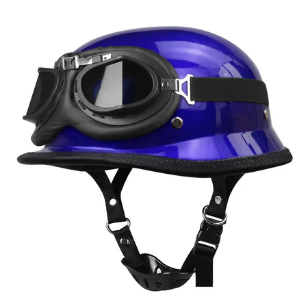 Herobiker Vintage German Half Helmet &ndash; Dot Certified 307 Blue-Glass2 / S
