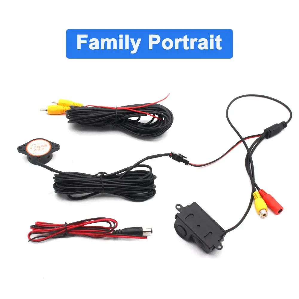 90° Adjustable Mount Visual Fisheye Lens Reverse Camera with Parking Radar Sensor, IP67 No Drilling Car Rear View Backup Camera by InterCyprus Trading Ltd