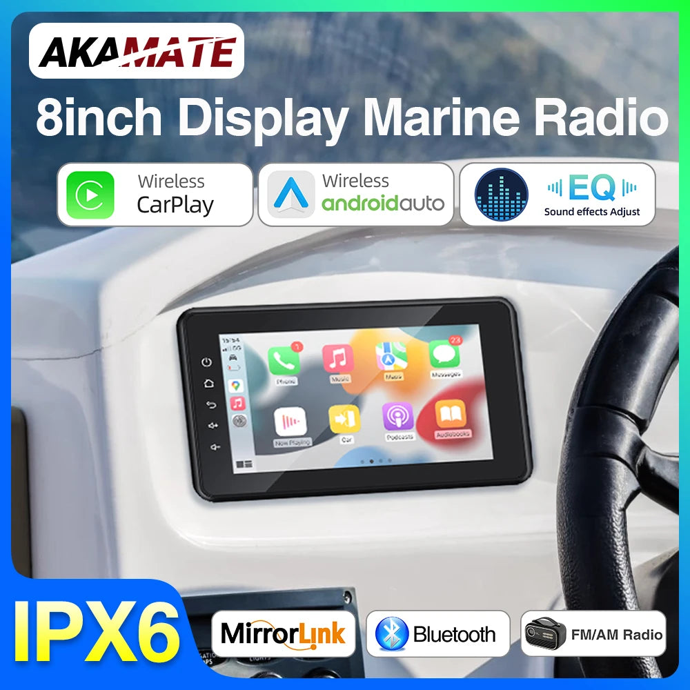 AKAMATE MS-80RV &ndash; 8 Inch Waterproof CarPlay Android Auto