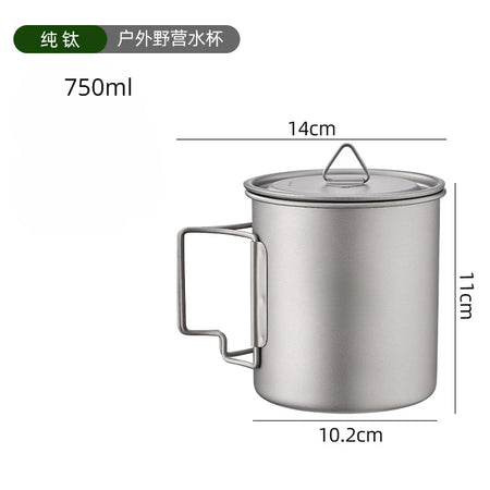 Outdoor Titanium Camping Cup - Foldable Handle Portable 750ml / 401-500ml