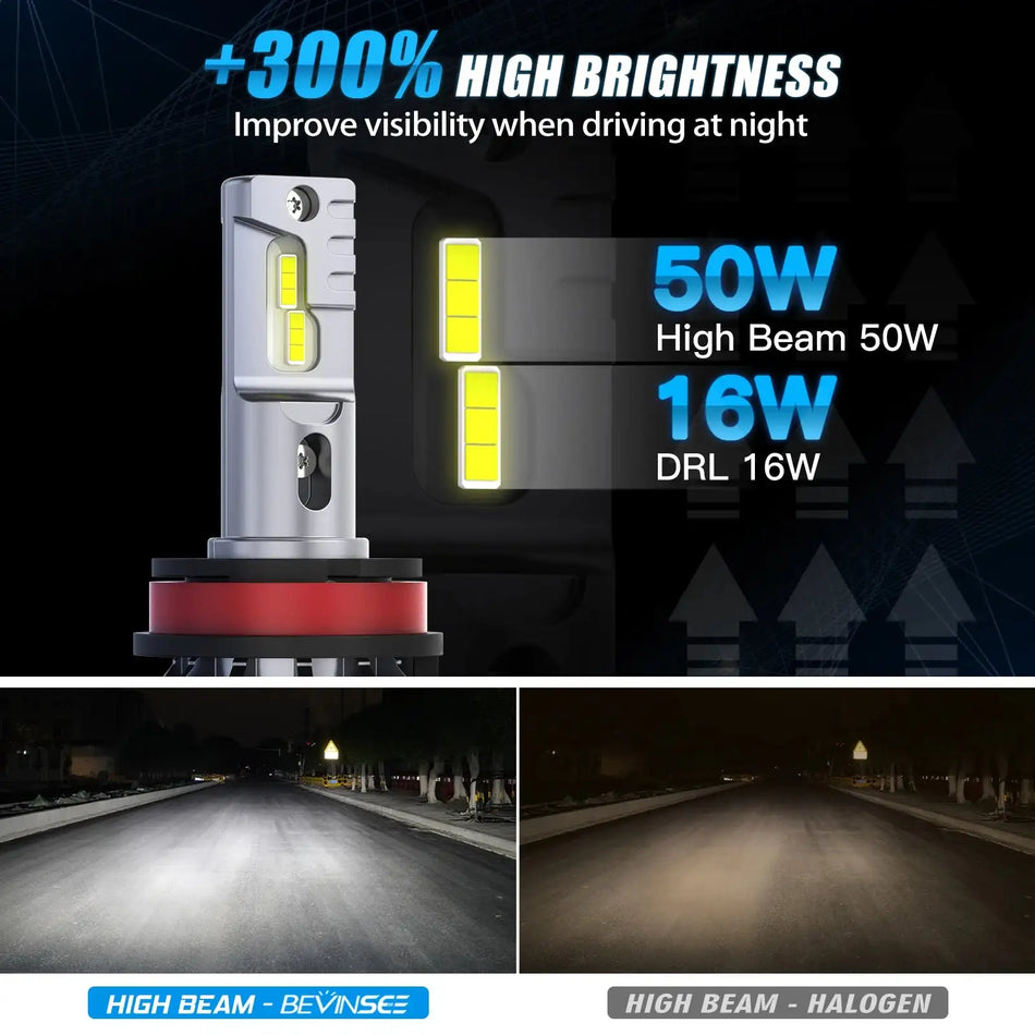Bevinsee H15 LED 50W Haz Alto 16W DRL Turbofan 6000K
