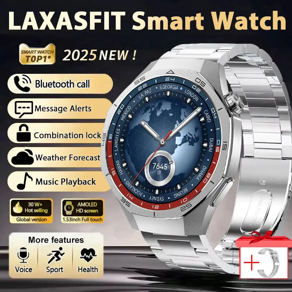 LAXASFIT 2025 Smart Watch Men Women NFC Heart Rate Tracker Silvery ZJG