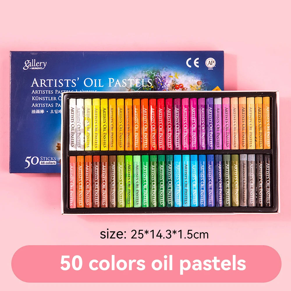 Artist Oil Pastel Set 50 Colors &ndash; Round Washable Sticks 48 Colors N 2 White