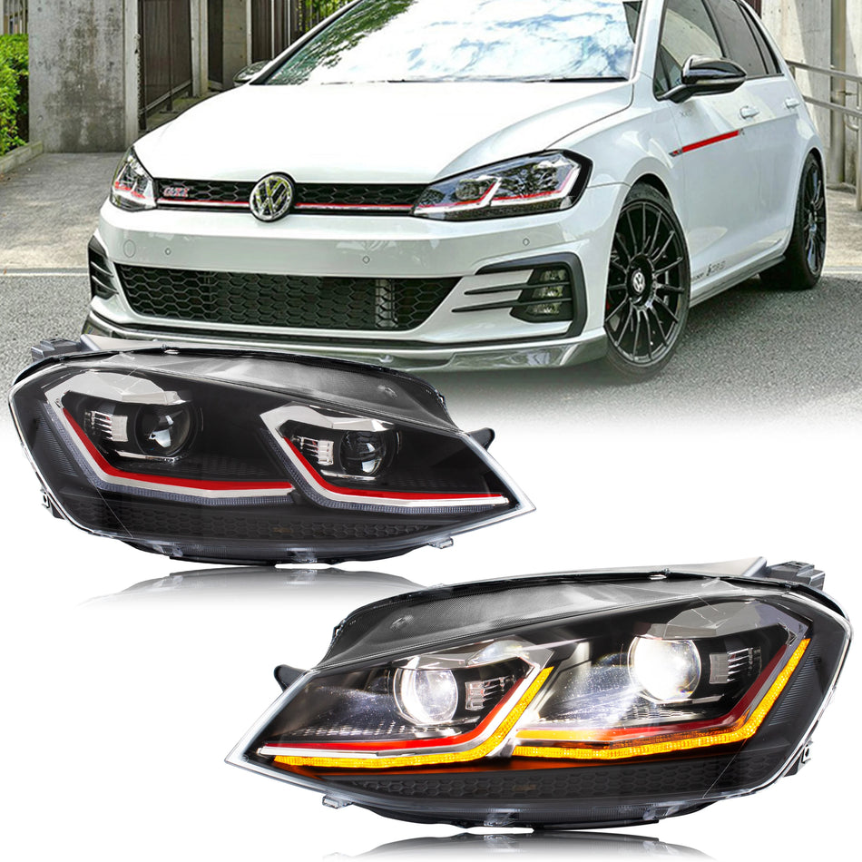 Φώτα LED Volkswagen Golf MK7 με Διαδοχικό Φλας Κατασκευασμένα από Πλαστικό