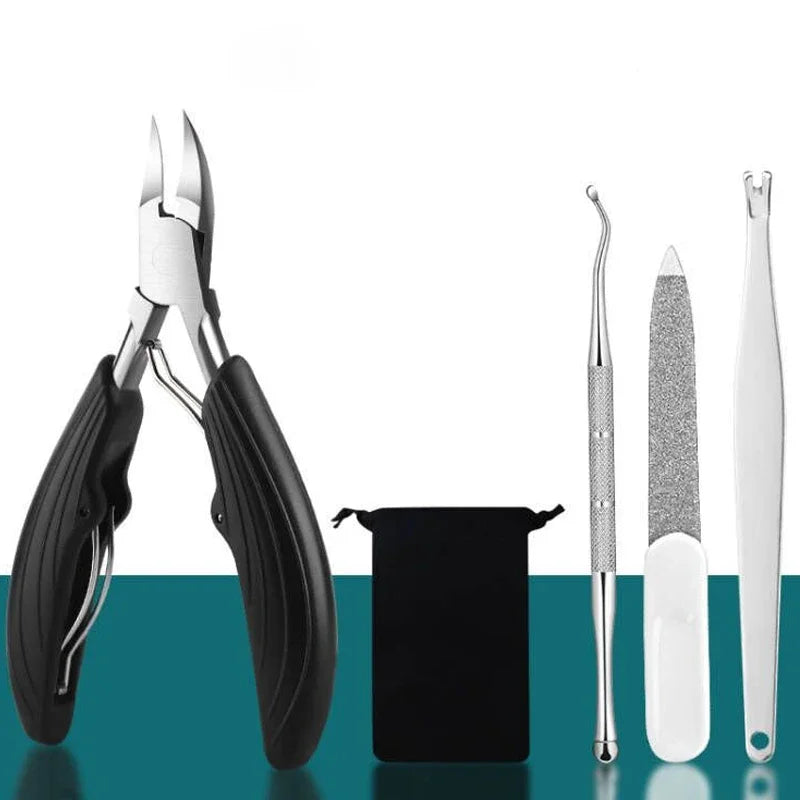 Nail Clipper Set For Ingrown Toenail &ndash; Podiatry Tool 4Pcs-Black