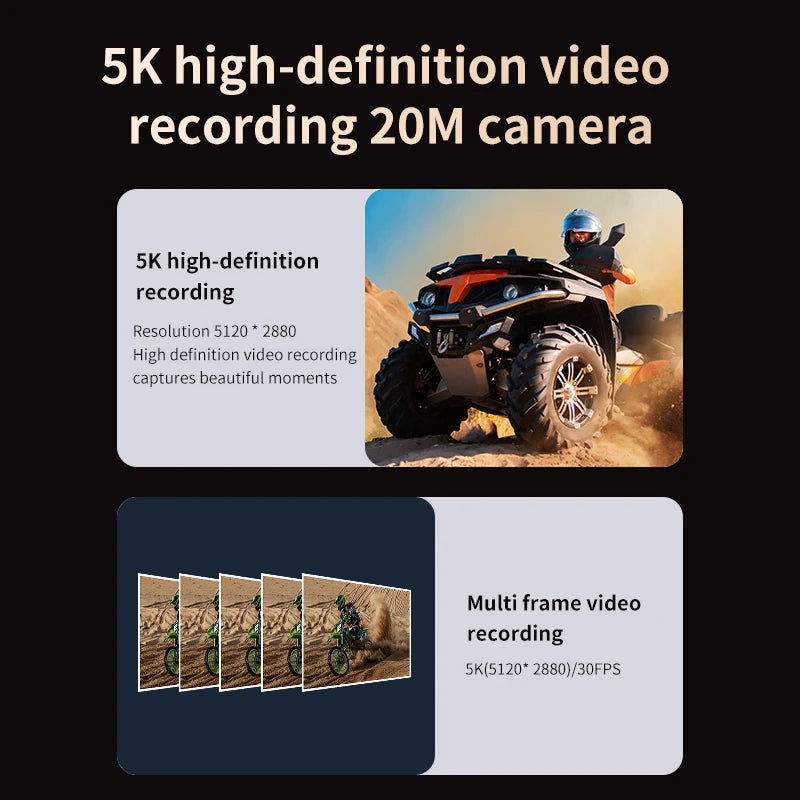 Action Camera 5K Waterproof AI Voice Assistant &ndash; 128G Card