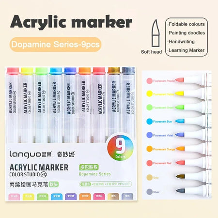 Languo 144/9 Colors Acrylic Paint Pens &ndash; Vibrant DIY Markers 9 Colors P