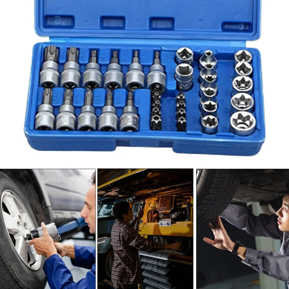 34pc Torx Bit Socket Set &ndash; Chrome Vanadium Heavy Duty