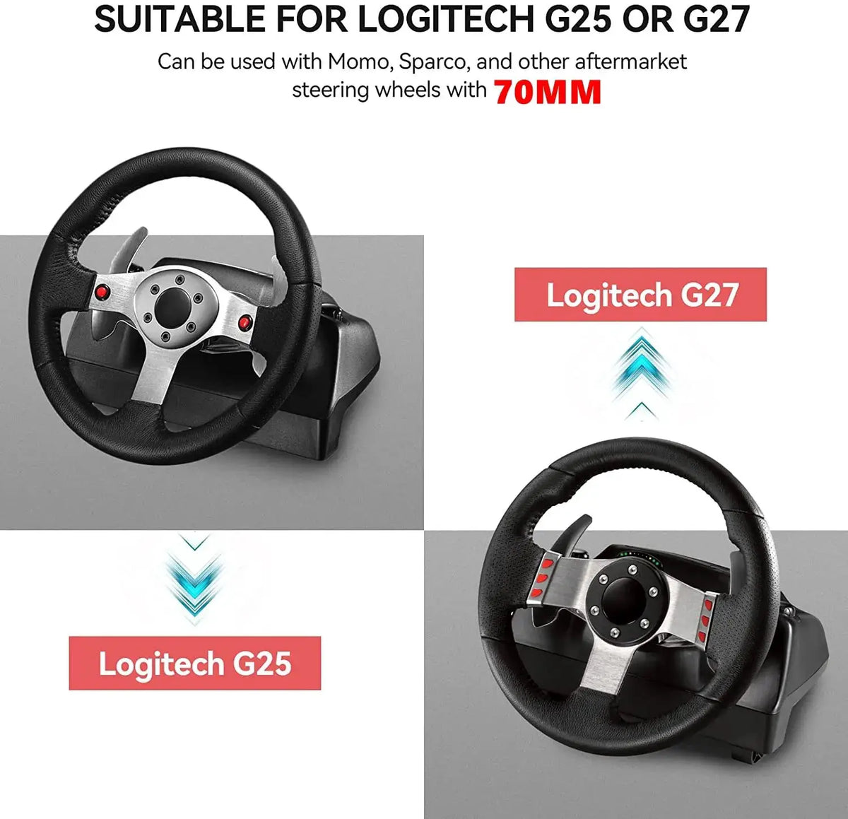 70MM Racing Steering Wheel Adapter Plate Aluminum Steering Wheels Modification Set For Logitech G25 G27 24 Hole Adapter by InterCyprus Trading Ltd