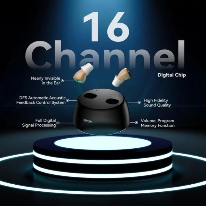 Aparat auditiv CIC reîncărcabil cu anulare a zgomotului pentru seniori cu pierdere severă a auzului