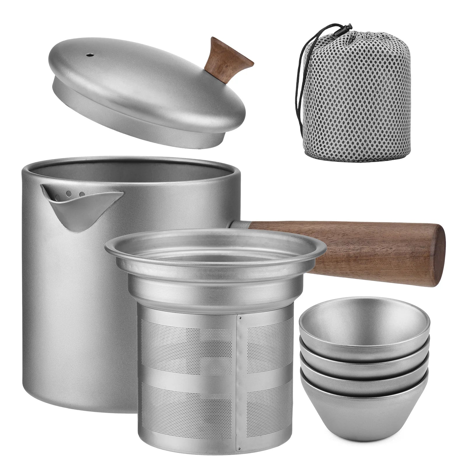 Ti Tea Kettle with Wood Handle &ndash; Portable Tea Maker