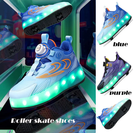 LED Glowing Kids Walking Shoes with Inline Skate Capability