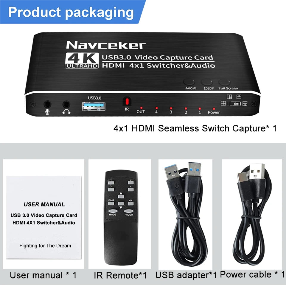 Navceker 4K USB 3.0 Capture Card - 4K Capture And Streaming