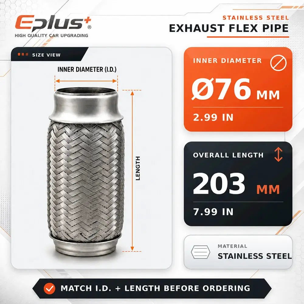 Universal Automotive Woven Mesh Exhaust Hose Stainless Steel Braided Flexible Connection for Car Exhaust System Replacement by InterCyprus Trading Ltd