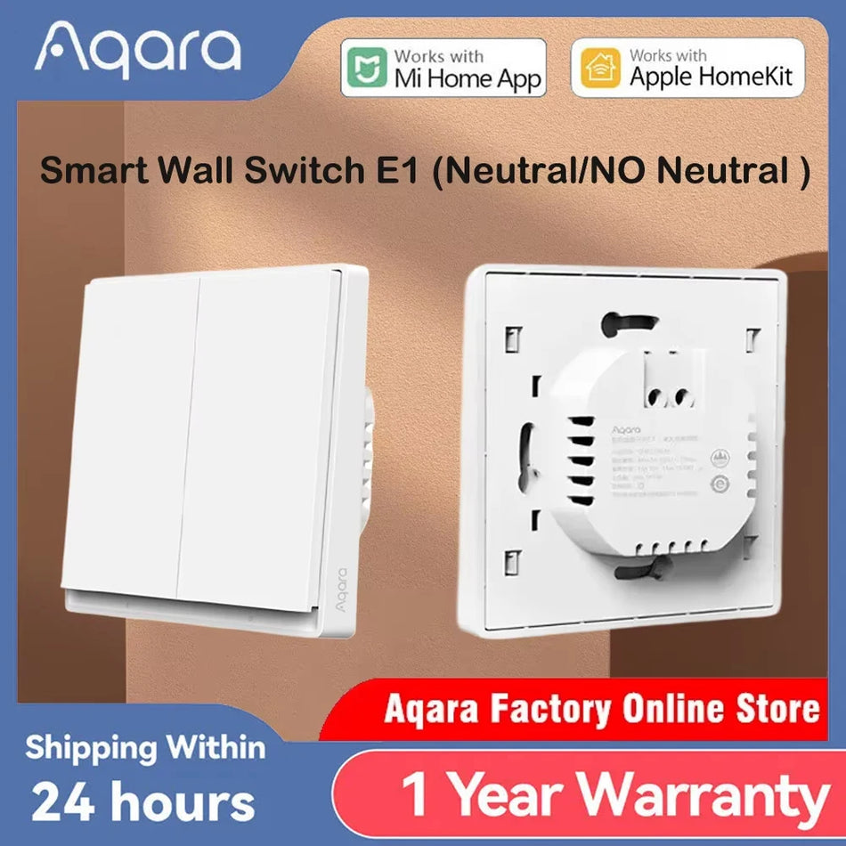 Έξυπνος Τοίχος Διακόπτης Aqara E1, Zigbee 3.0, 2-Γκάνγκ, Καλώδιο/Χωρίς Ουδέτερο