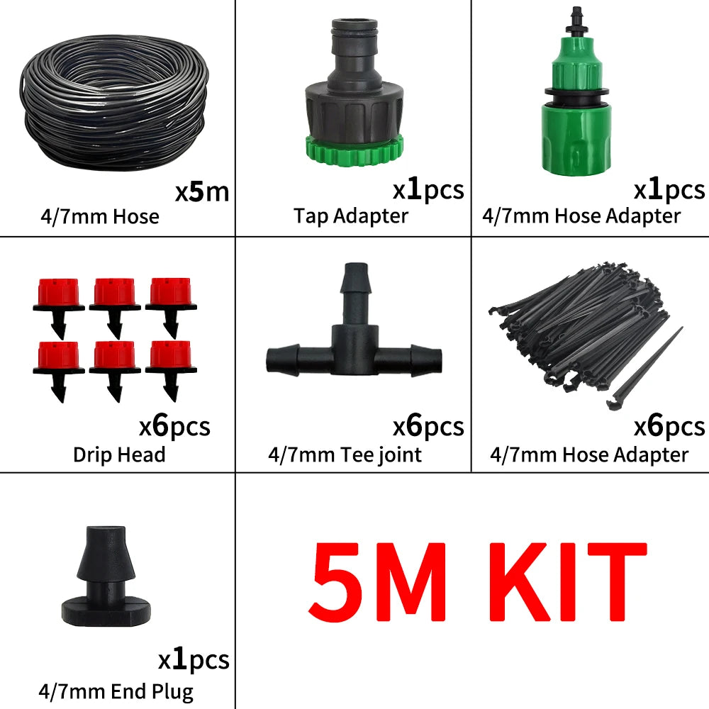 Portable 20M Micro Drip Irrigation System with Adjustable Drippers 5M