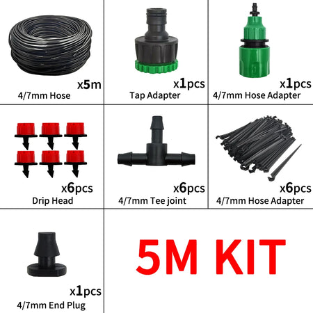 Portable 20M Micro Drip Irrigation System with Adjustable Drippers 5M