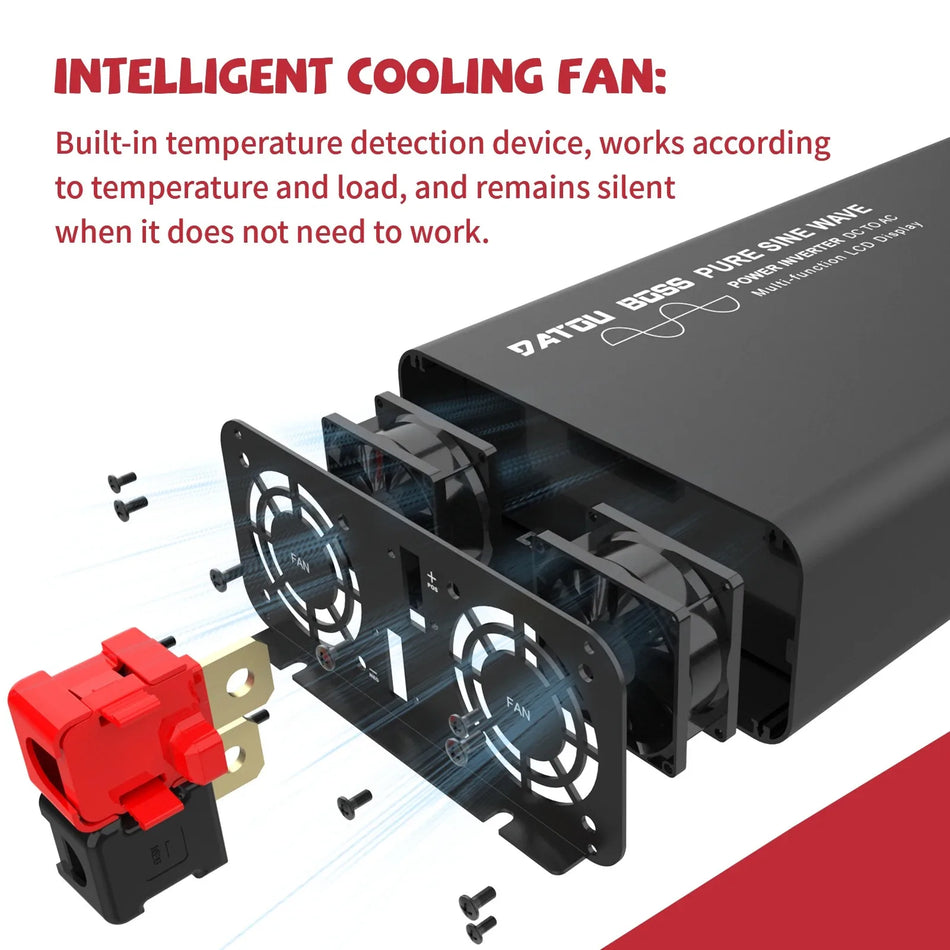 DATOUBOSS 2000W Pure Sine Wave Inverter, 12-72V DC to 220-240V AC for Car RV