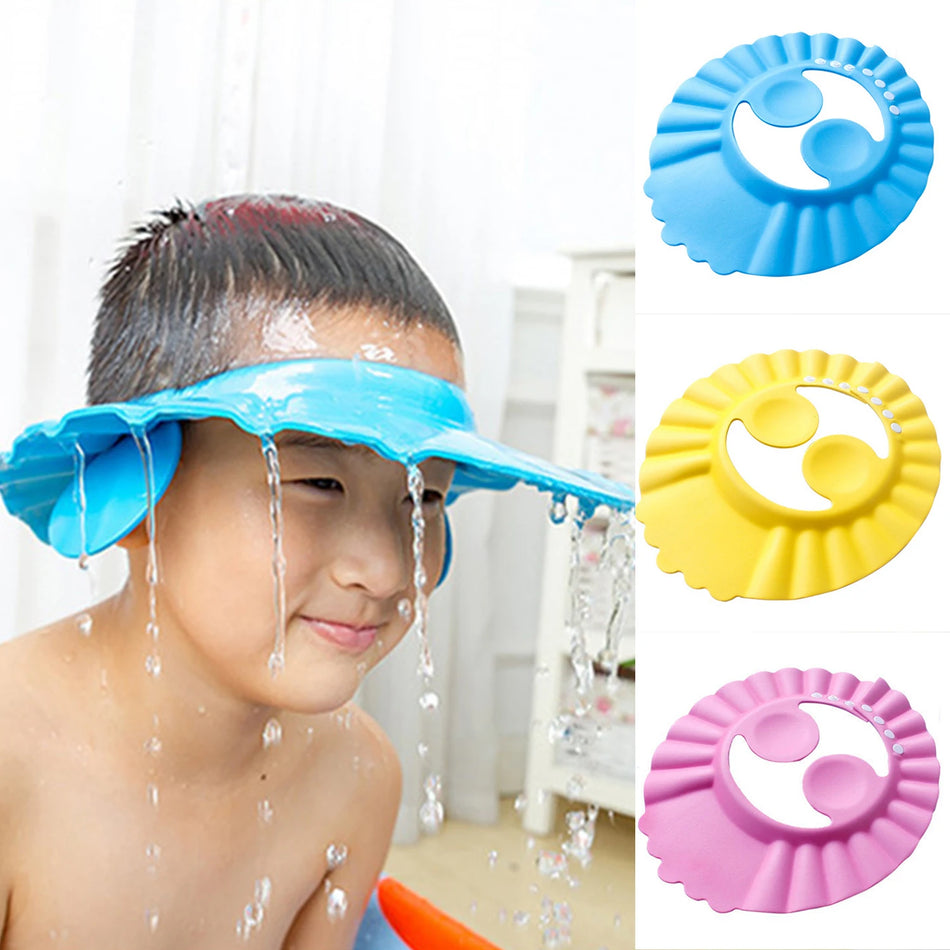 Safe Shampoo Cap Durable Baby Bath Visor Hat Adjustable Shower Protect Soft Hat For Eye Water-Proof Hair Wash Shield