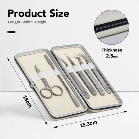 NATUHANA Eyelash Tweezers Set with Elegant Storage Case