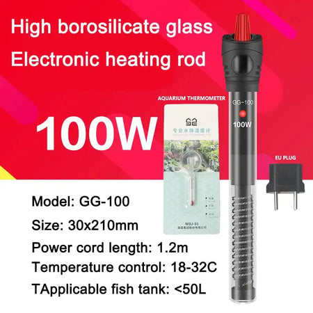 Aquarium Submersible Heater With Thermometer 220 240V GG 100
