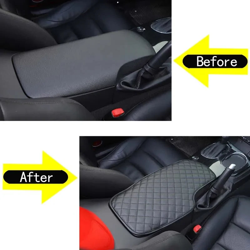 Protector de caja de reposabrazos de cuero negro para C6 de 2005 a 2013