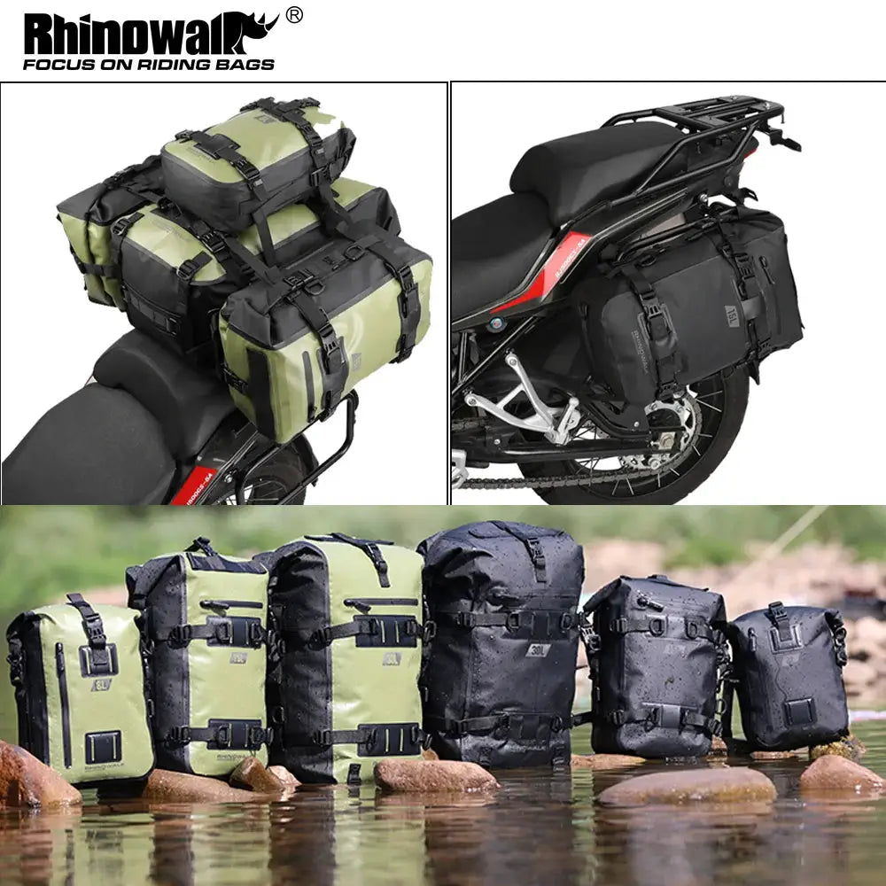 Rhinowalk Motorcycle Back Seat Bag 100% Waterproof Dry Cycling Backpack Tail Bag 8L/15L/30L For Long Distance Saddle Pack 1 PC by InterCyprus Trading Ltd