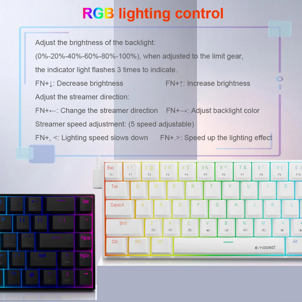 E-YOOSO Z686 RGB USB 60 Percent Mechanical Keyboard &ndash; Slim