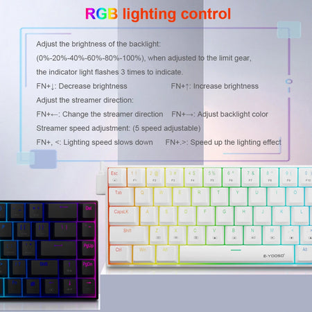 E-YOOSO Z686 RGB USB 60 Percent Mechanical Keyboard &ndash; Slim