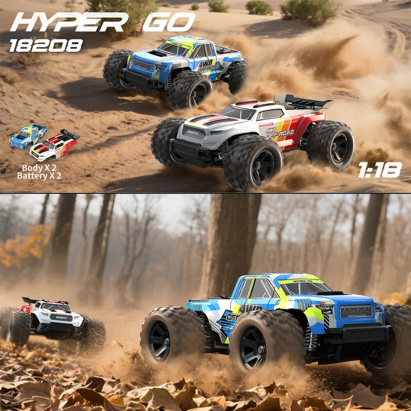 Hyper Go MJX 1:18 Monster Truck RC Car, Alloy Diecast Four-Wheel Model, Remote Control Gift Set