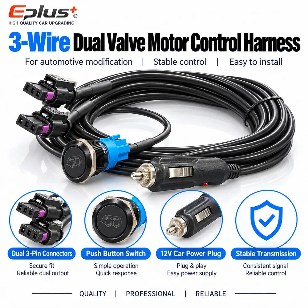 EPLUS Universal with Button Switch Stainless Steel Electric Exhaust Valve Kit Car Exhaust Pipe Electronic Muffler Valve by InterCyprus Trading Ltd