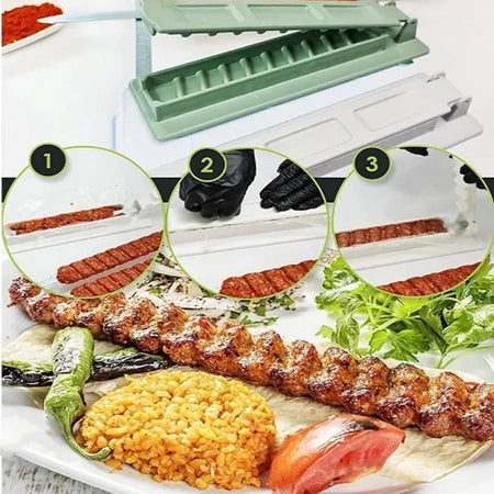 Manual Kebab Maker with Reusable 2.3cm Steel Skewers for Perfect Outdoor Grilling