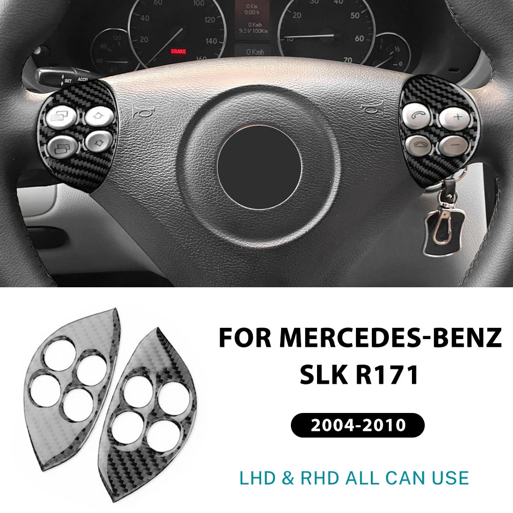Carbon Fiber Steering Wheel Trim Sticker for Mercedes Benz SLK R171 (2004-2010) - AIRSPEED Black LHD RHD