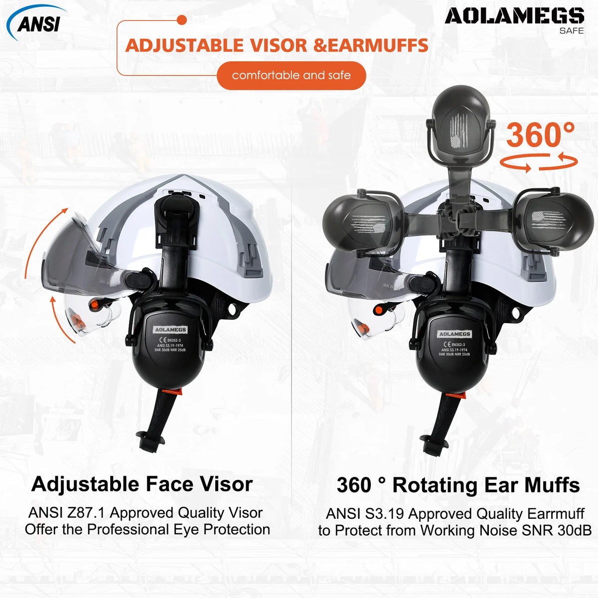 CE Safety Cap With Vent Slots &ndash; Integrated Goggles Earmuffs