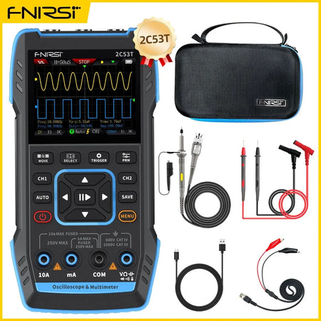 FNIRSI 2C23T 2C53T &ndash; 3 in 1 Dual Channel Handheld Digital Oscilloscope Multimeter Signal Generator 2C53T 1PC P1600