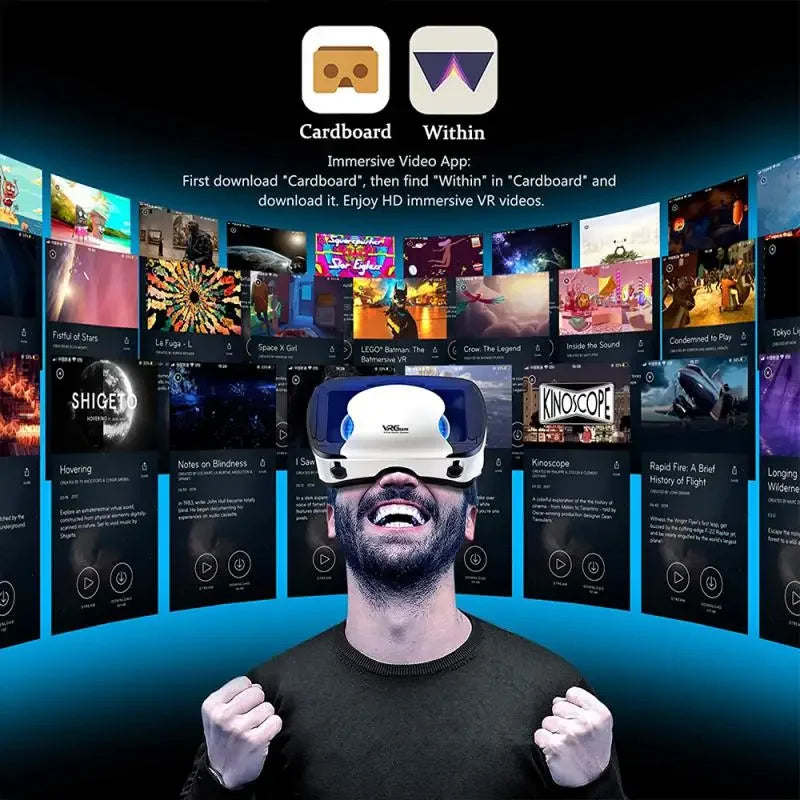 🟠 3D VR έξυπνα γυαλιά ακουστικά εικονικής πραγματικότητας κράνος smartphone πλήρους οθόνης όρασης φακού ευρείας γωνίας με ακουστικά ελεγκτή 7 ιντσών