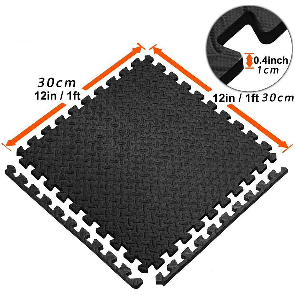 Puzzle Fitness Mat EVA Foam Tiles - Non-Slip Yoga &amp; Gym Flooring 12PCS