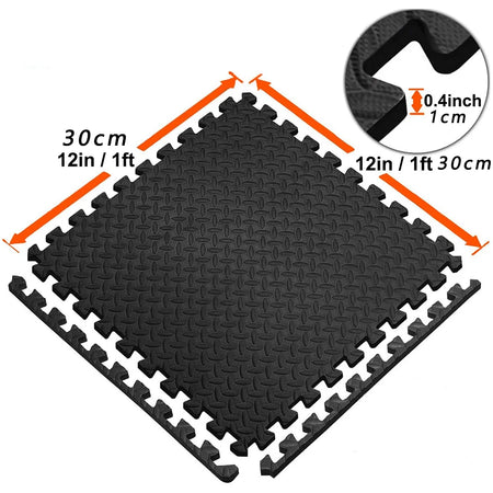 Puzzle Fitness Mat EVA Foam Tiles - Non-Slip Yoga &amp; Gym Flooring 12PCS